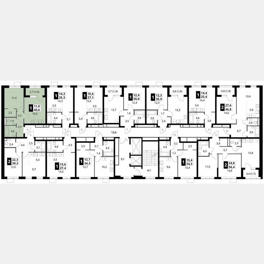 1-к. квартира, 40,6 м², 8/16 эт.