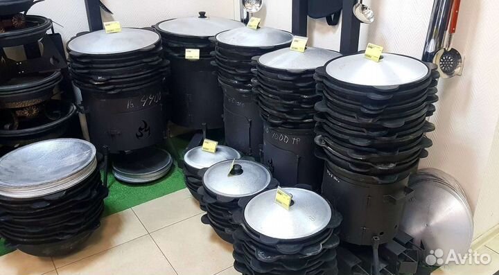 Казан Узбекский чугунный 12 л+печь с дверцей