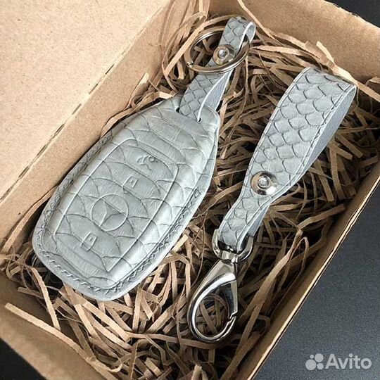 Чехол для авто ключа Мерседес (Mercedes) из питона