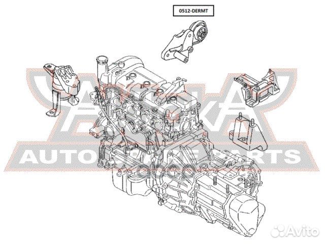 Подушка двигателя мт зад прав/лев 0512dermt