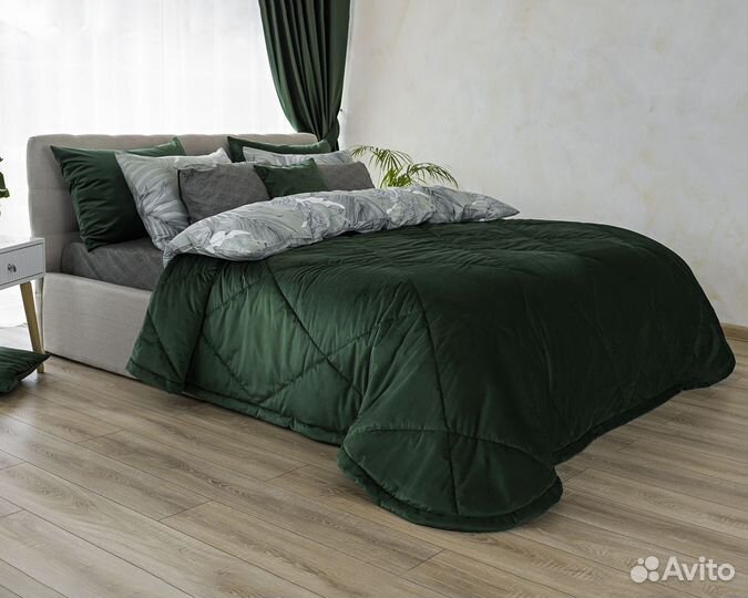 Покрывало Беллиссимо темно-зеленый новое плед