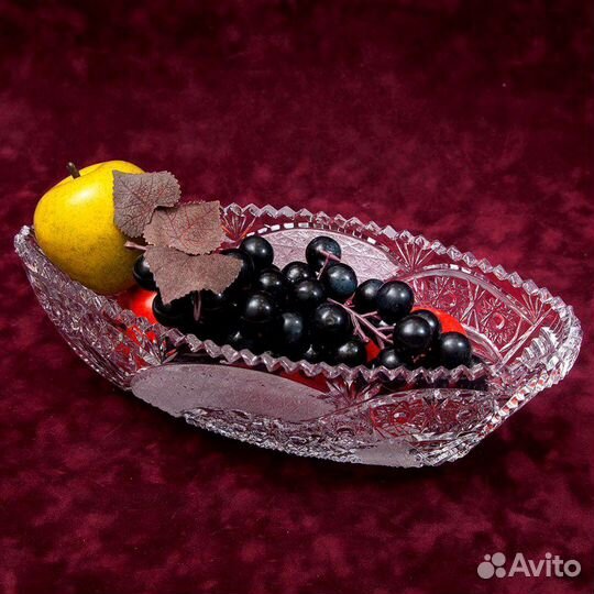 Хрустальная Конфетница Ладья Лодочка гдр