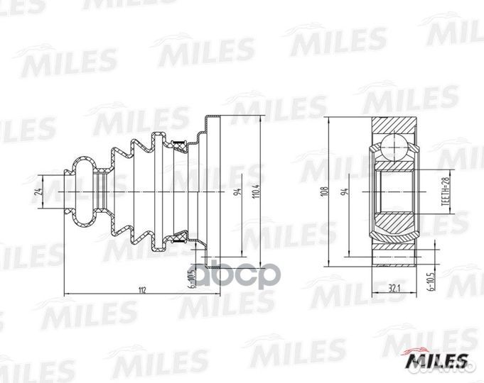 GA00001 ШРУС MB vito W638/opel omega A 2.0-3.0