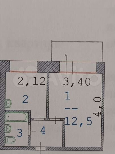 1-к. квартира, 24,6 м², 2/5 эт.