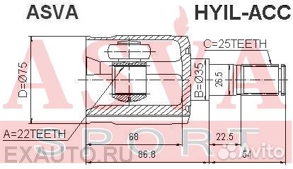 Шрус внутренний левый 22x35x25