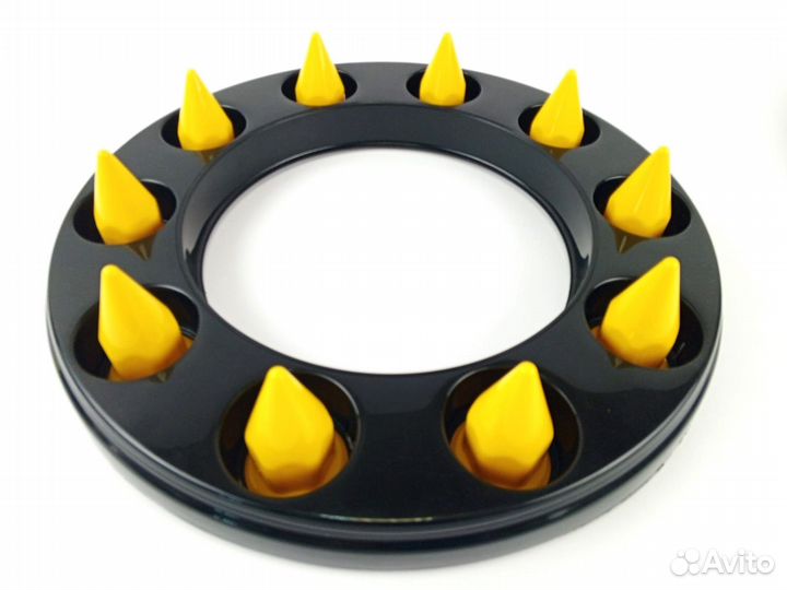 Колпаки черные обод 22.5 с колпачками пики желтыми