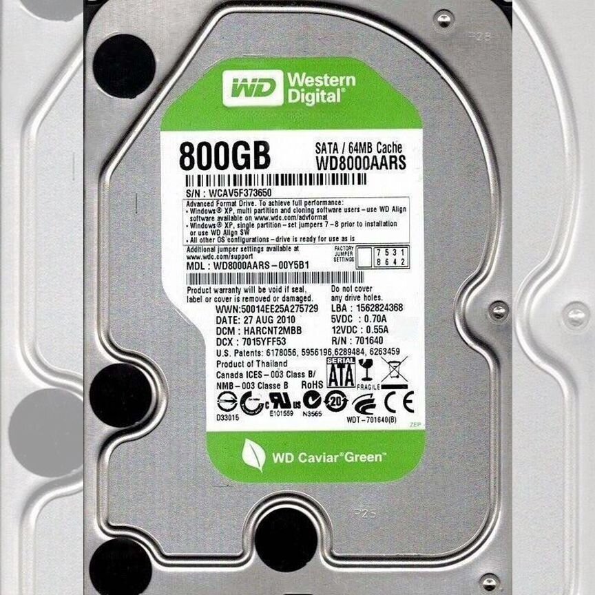 [WD8000AARS] Жесткий Диск Western Digital 800gb Sata Wd8000aars