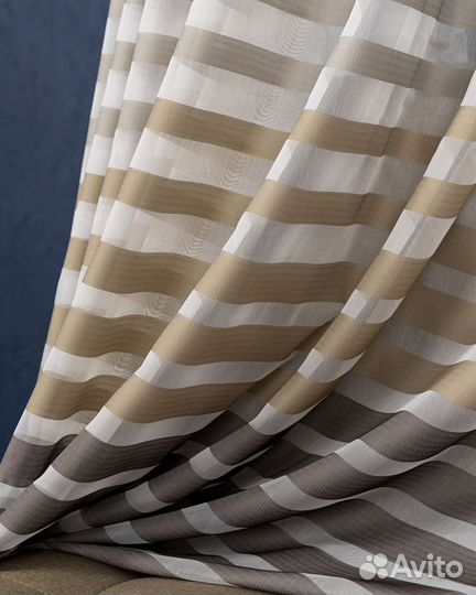 Тюль Трио тирамису готовый на окна пошив