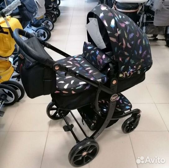 Коляска 2в1 Люкс Радужные перья