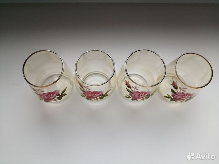 Стопки с розами СССР (цветное стекло)