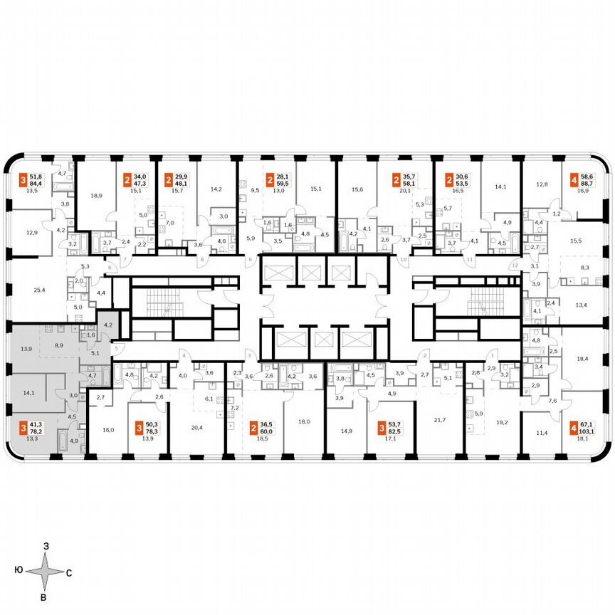 2-к. квартира, 78,2 м², 42/49 эт.