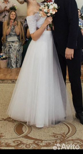 Свадебное платье (топ + юбка) р-р 44-46