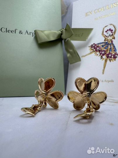 Серьги женские van cleef с природным камнем