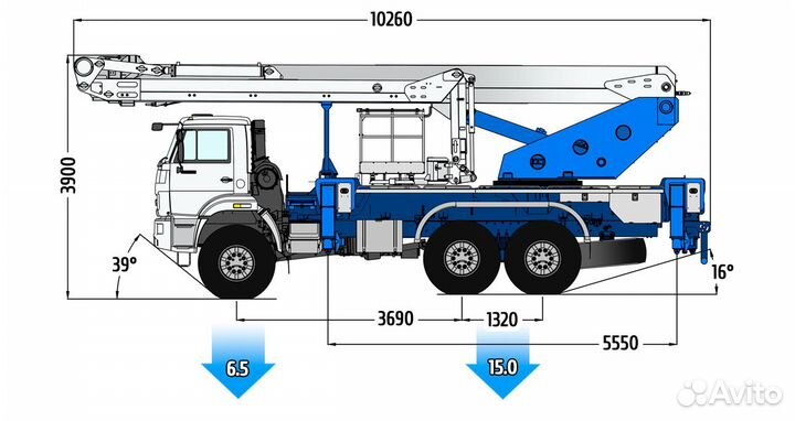 Автогидроподъемник агп-36-5К на шасси Камаз вездех