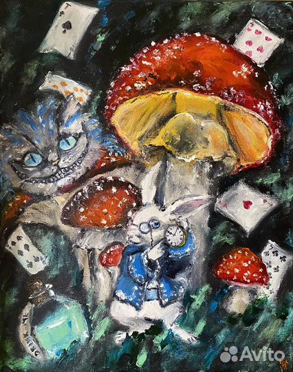 Картина маслом Алиса в стране чудес на холсте