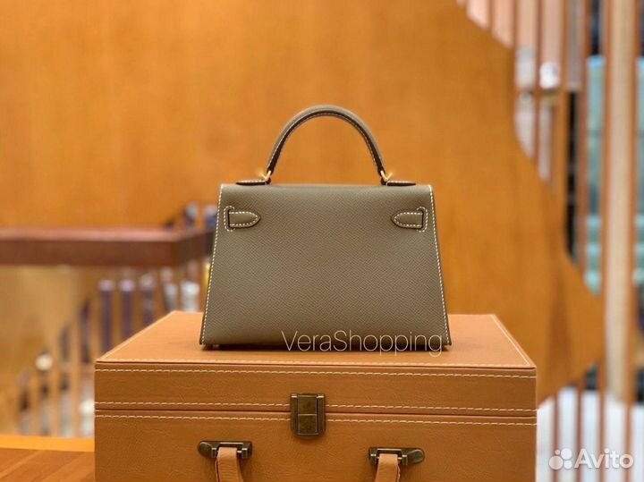 Сумка Hermes mini kelly 20 Etoupe GHW