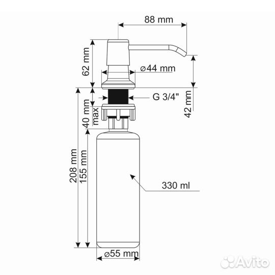 Дозатор для моющего средства Ulgran Quartz UQ-01