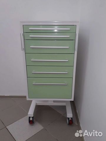 Тумбочка металлическая на колёсах 6 ящиков