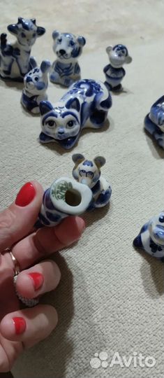 Набор Гжель фигурки статуэтки, колокольчик