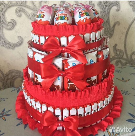 Киндер коробка, торт, букет сюрприз