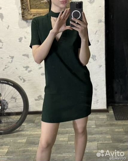 Платье черное вечернее коктельное с чокером Zara