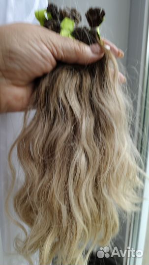 Волосы на заколках натуральные блондин