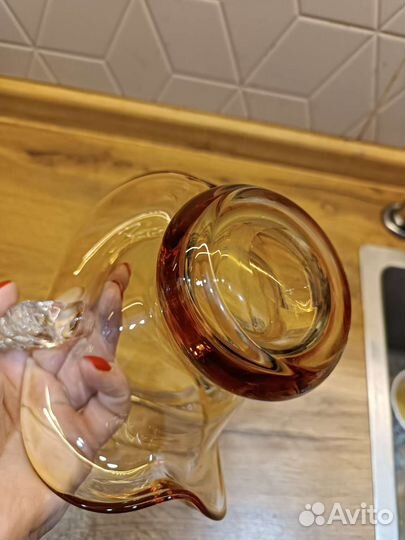 Ваза - корзинка-конфетница СССР цветное стекло