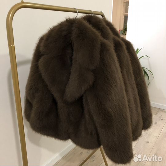 Шуба коричневая песец пушистая XS-L новая