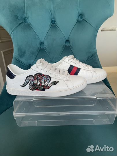 Кеды кроссовки женские кожаные белые Gucci 37