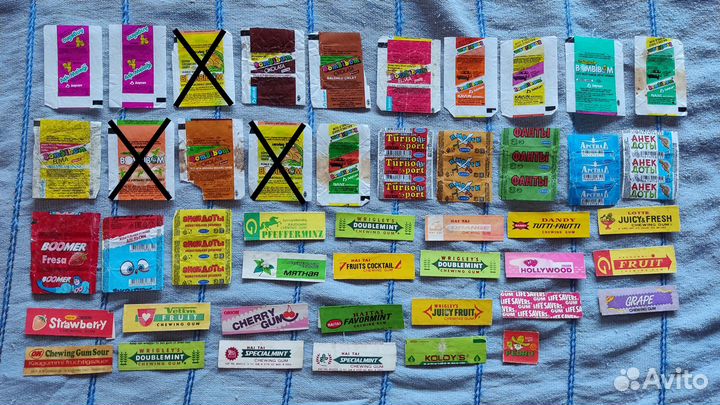Обертки вкладыши наклейки жевачек из 1990-х