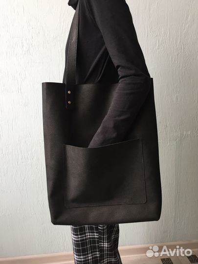 Шопер натуральная кожа черный для Juljia