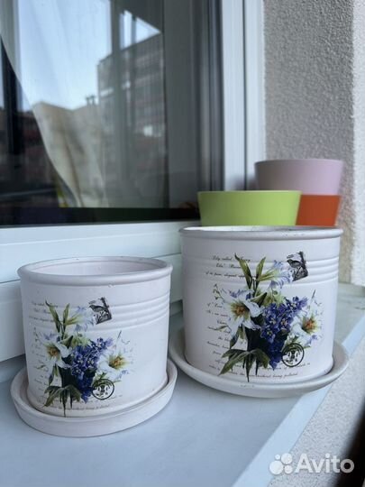 Горшки керамические парные 14 см и 12 см диаметр