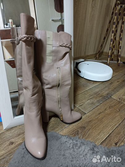 Кожаные сапоги демисезонные р. 38