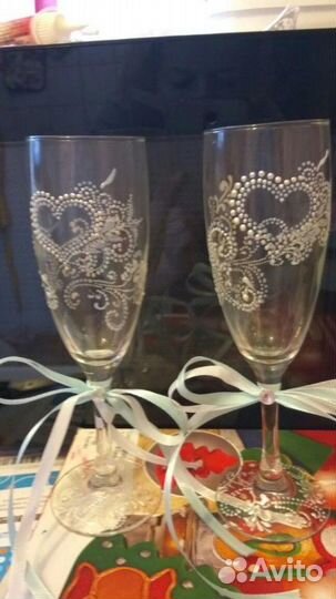Фужеры для шампанского с ручной росписью набор
