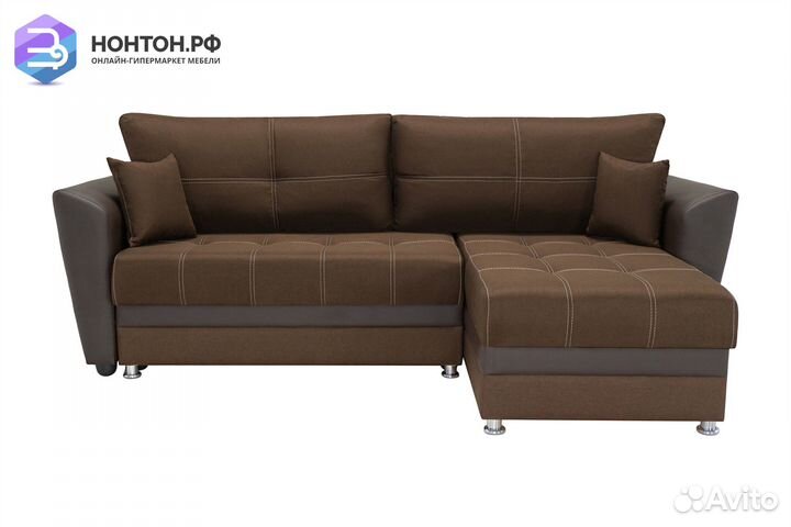 Диван угловой еврокнижка Амстердам коричневый