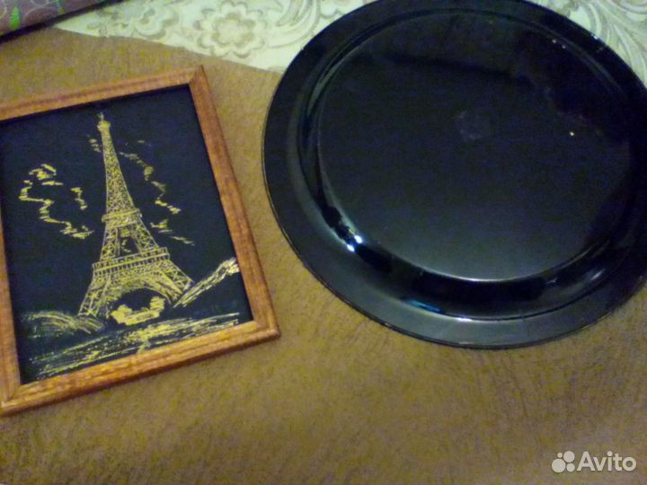 Картина Эйфелева башня и поднос роспись СССР