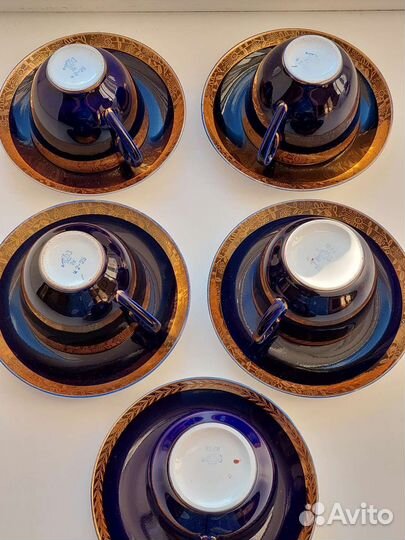 Сервиз чайный 10 предметов, винтаж фарфор лфз