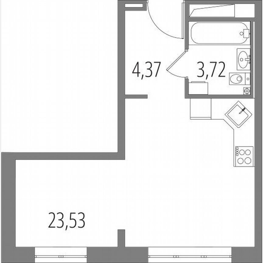Апартаменты-студия, 31,6 м², 3/3 эт.