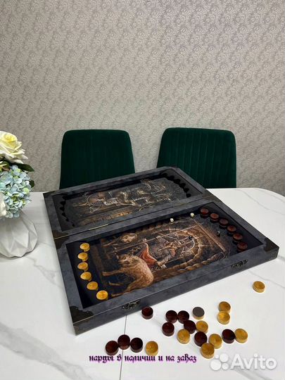 Нарды ручной работы со стеклом 