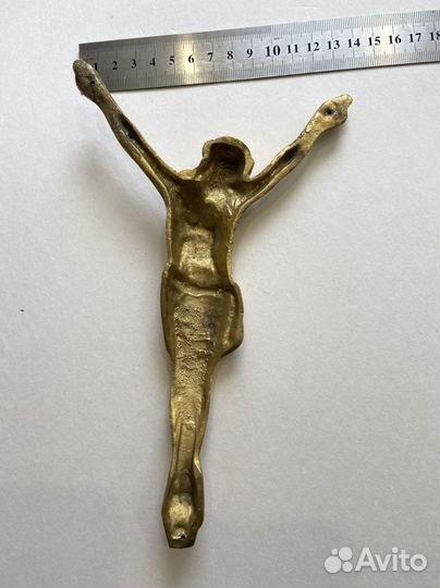 Старинное бронзовое распятие 21,5 см Иисус