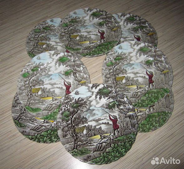 Тарелка коллекционная английская охота. Фарфор