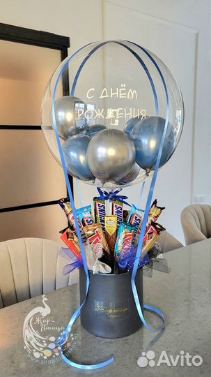 Ещё 5 фото Воздушные шары, цветы, конфеты в шаре,к