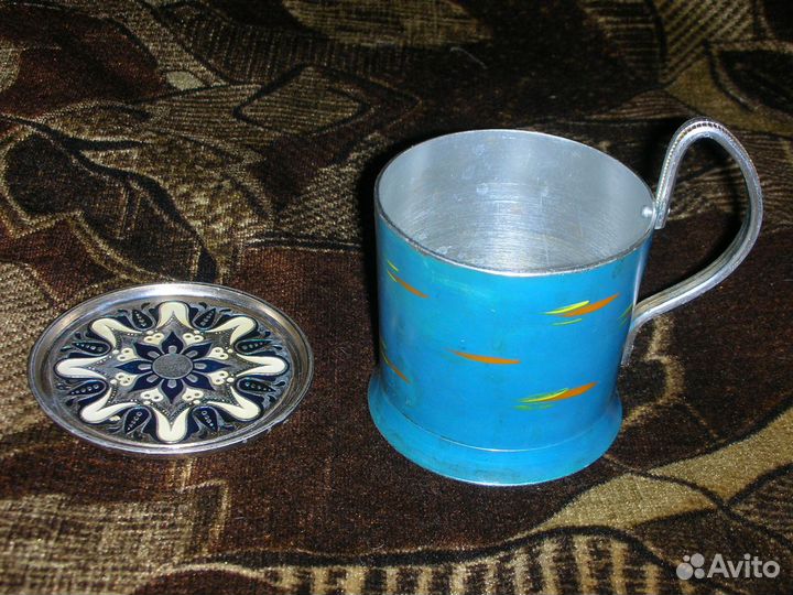 Подстаканник с подставкой, эмаль, алюминий, СССР