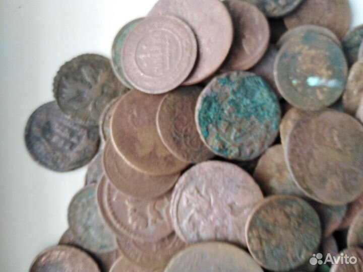 Кучка царских медных монет. 130шт