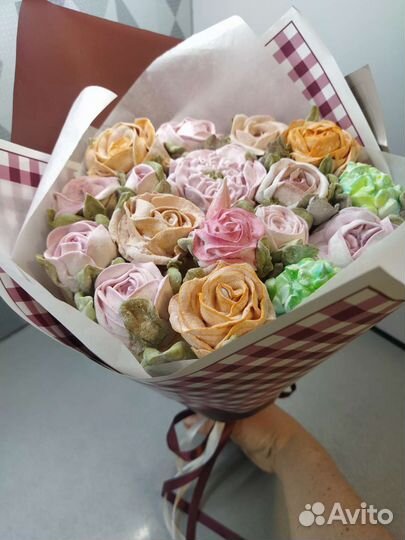 Букет из зефира. Цветы из зефира