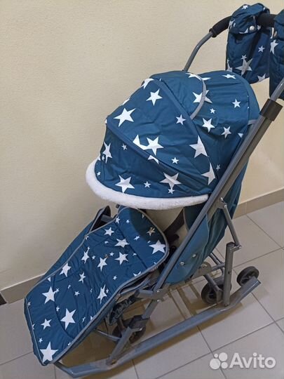 Детские санки коляска с колесами