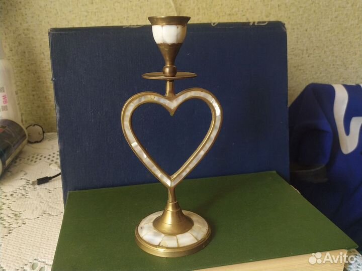 Подсвечник латунь, перламутр