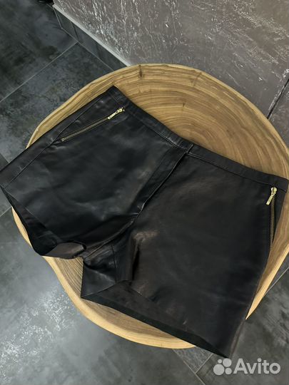 Mango шорты из натуральной кожи