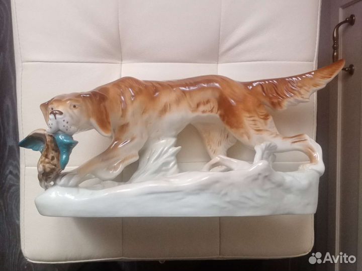 Статуэтка фарфор сеттер собака, охота, утка