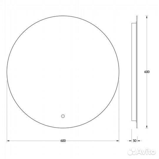 Зеркало настенное с LED-подсветкой, сенсорный вык